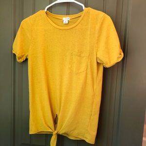 J by J Crew Yellow Tie Front Top